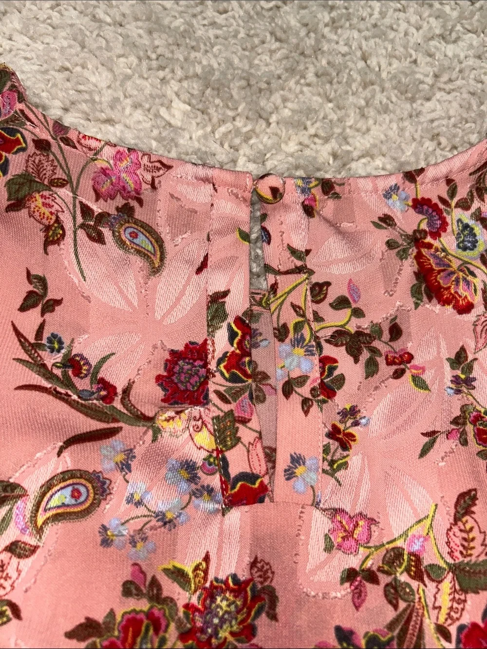 LOFT Pink Floral Puff-Sleeve Blouse